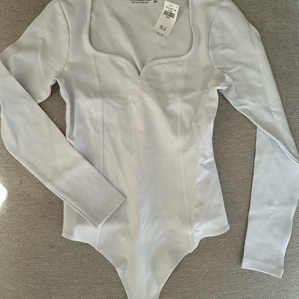 Abercrombie White Long sleeve Bodysuit